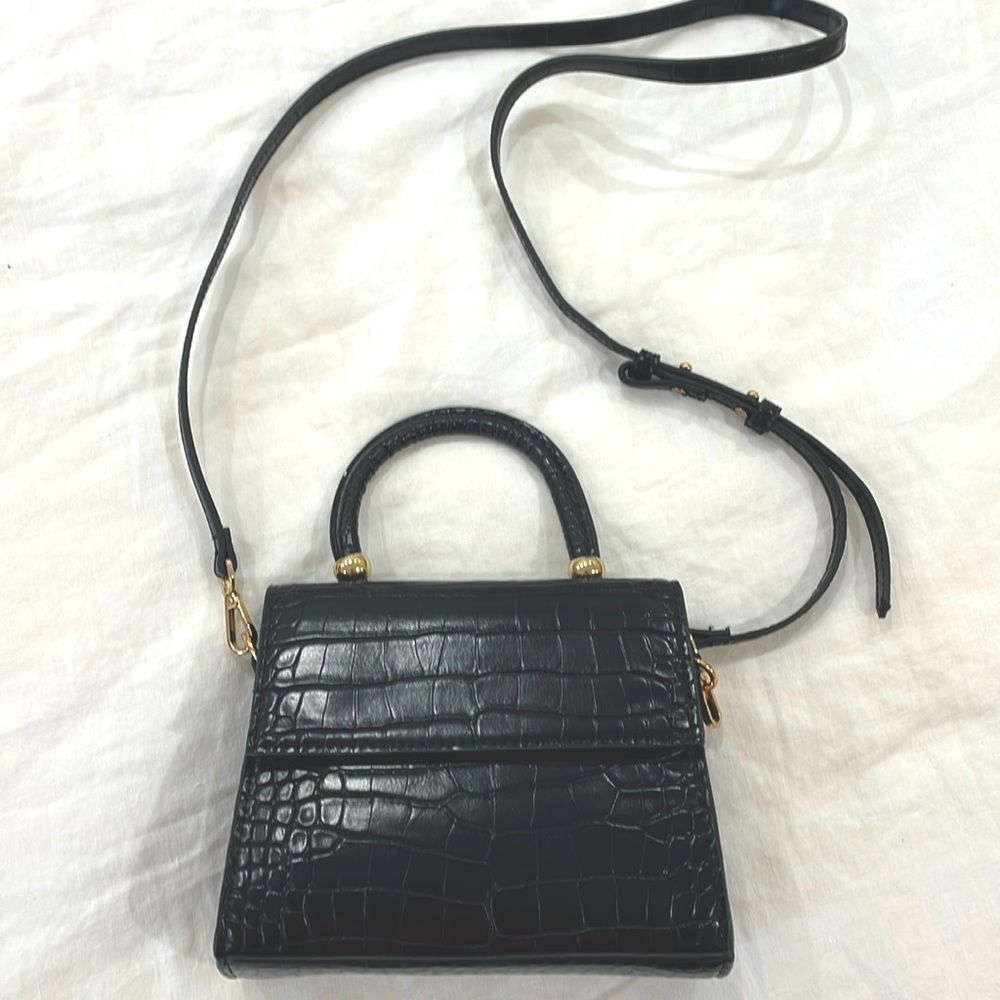 Mango faux croc vegan leather crossbody bag with top handle